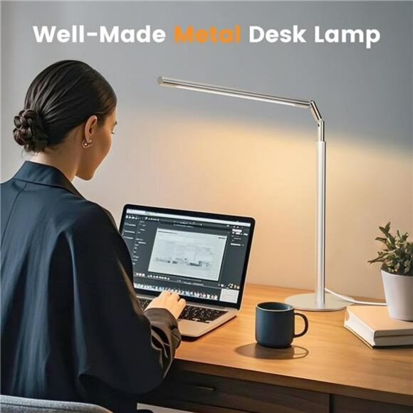 LED desk lamp metal foldable dimmable table light reading study office dorm - Picture 2 of 7